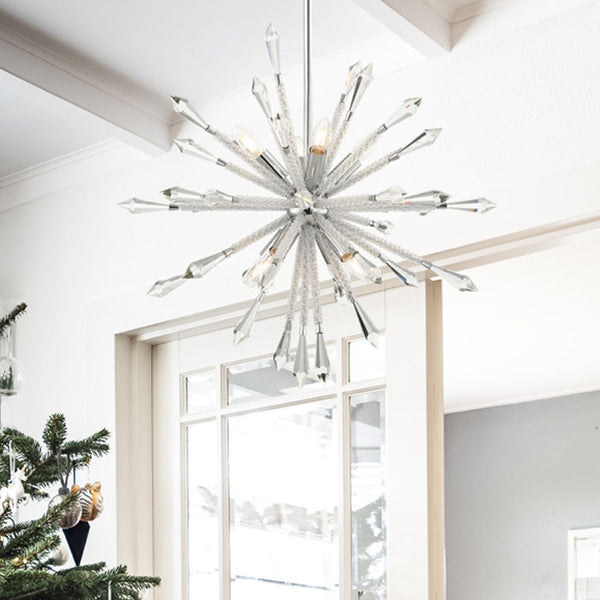 8 Light Medium Crystal Starburst Suspended Pendant Light SOL08CH
