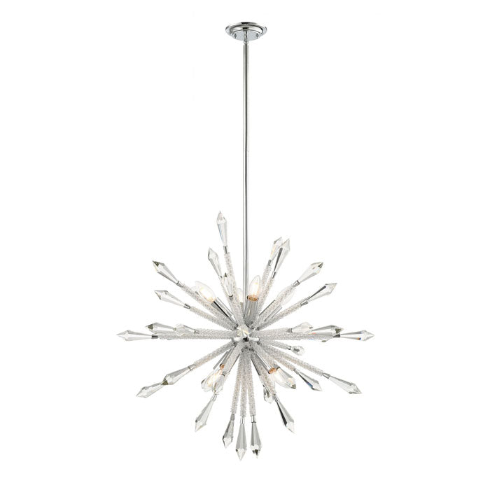 8 Light Medium Crystal Starburst Suspended Pendant Light SOL08CH