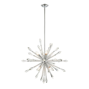 8 Light Medium Crystal Starburst Suspended Pendant Light SOL08CH
