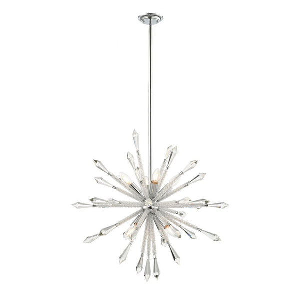 8 Light Medium Crystal Starburst Suspended Pendant Light SOL08CH