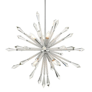 8 Light Medium Crystal Starburst Suspended Pendant Light SOL08CH