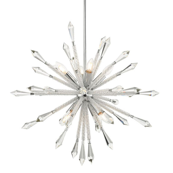 8 Light Medium Crystal Starburst Suspended Pendant Light SOL08CH