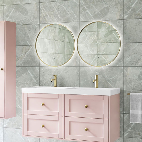 Brushed Brass LED Bathroom Mirror in 600mm or 800mm