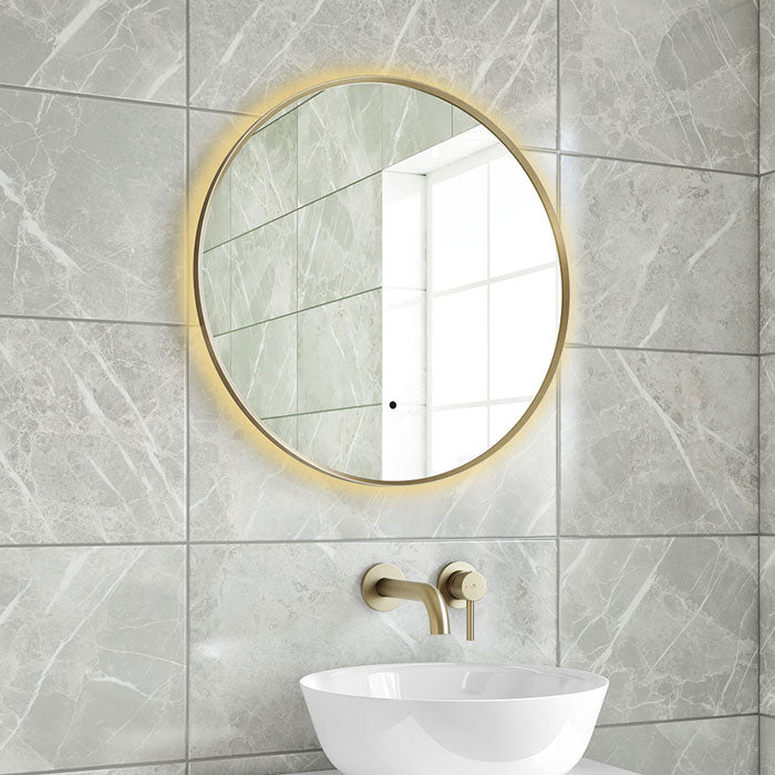 Brushed Brass LED Bathroom Mirror in 600mm or 800mm