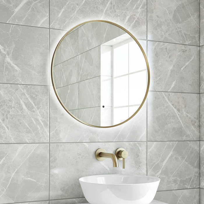Brushed Brass LED Bathroom Mirror in 600mm or 800mm