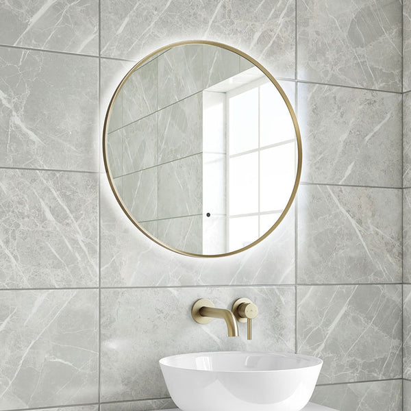 Brushed Brass LED Bathroom Mirror in 600mm or 800mm