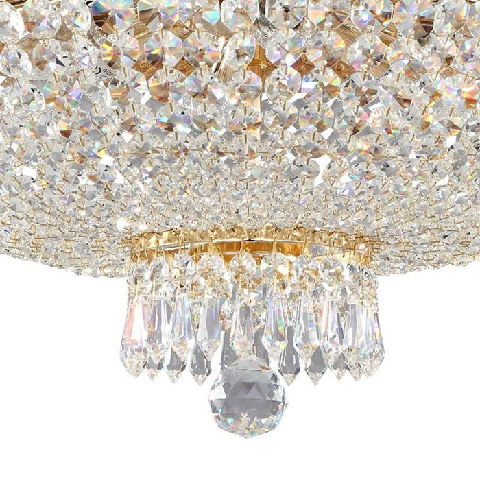 Semi Flush 6-Light Gold and Crystal Effect Ceiling Chandelier