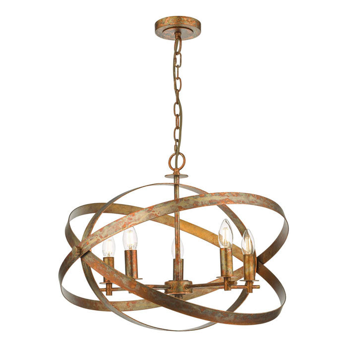 Nitya 5 Light Mottled Copper Pendant by Dar NIT0564