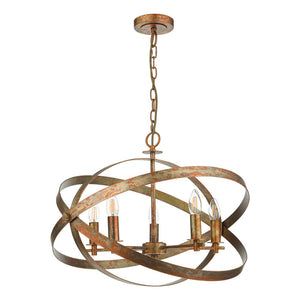 Nitya 5 Light Mottled Copper Pendant by Dar NIT0564