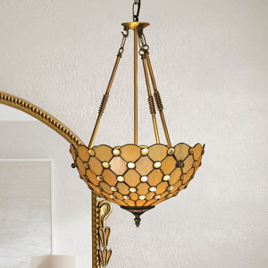 Tiffany Jewel Ceiling Pendant in Antique Brass