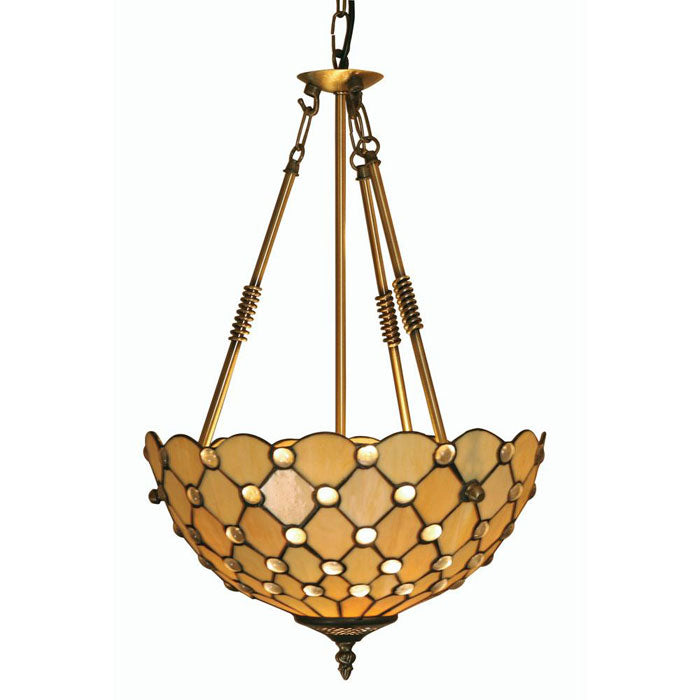 Tiffany Jewel Ceiling Pendant in Antique Brass