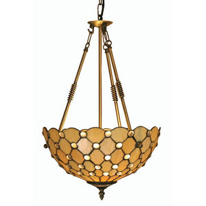 Tiffany Jewel Ceiling Pendant in Antique Brass