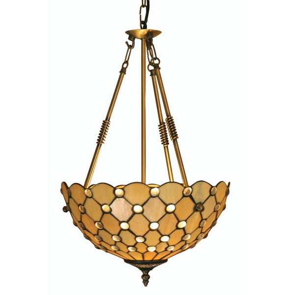Tiffany Jewel Ceiling Pendant in Antique Brass
