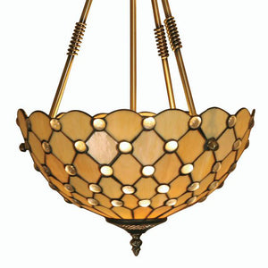 Tiffany Jewel Ceiling Pendant in Antique Brass