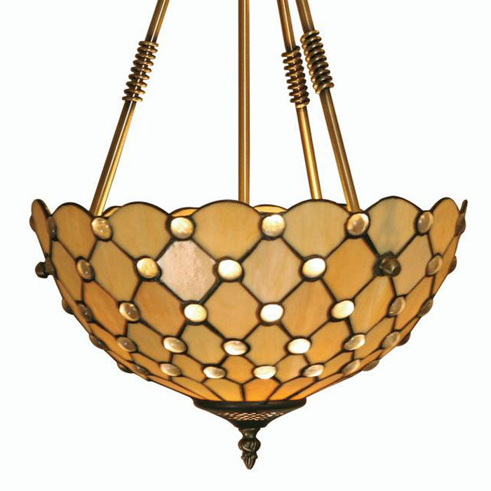 Tiffany Jewel Ceiling Pendant in Antique Brass