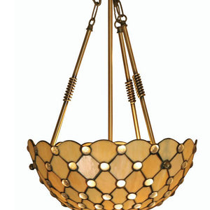 Tiffany Jewel Ceiling Pendant in Antique Brass