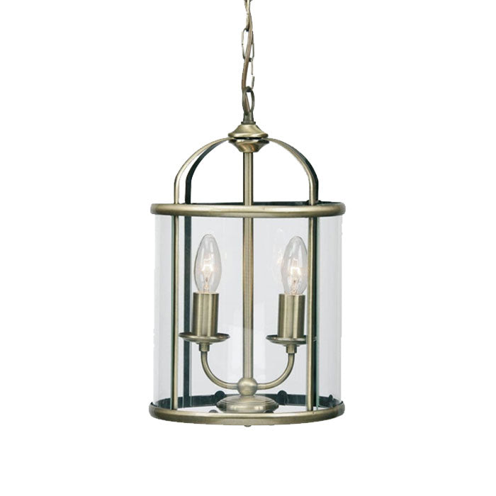 Fern 2 Light Lantern, Antique Brass Finish by Oaks Lighting 351/2AB