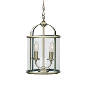 Fern 2 Light Lantern, Antique Brass Finish by Oaks Lighting 351/2AB