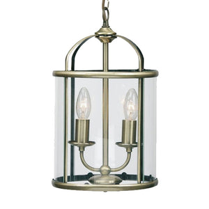 Fern 2 Light Lantern, Antique Brass Finish by Oaks Lighting 351/2AB