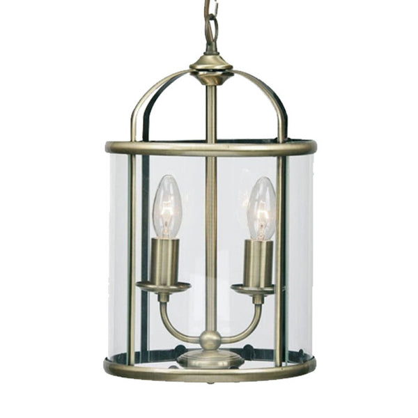 Fern 2 Light Lantern, Antique Brass Finish by Oaks Lighting 351/2AB