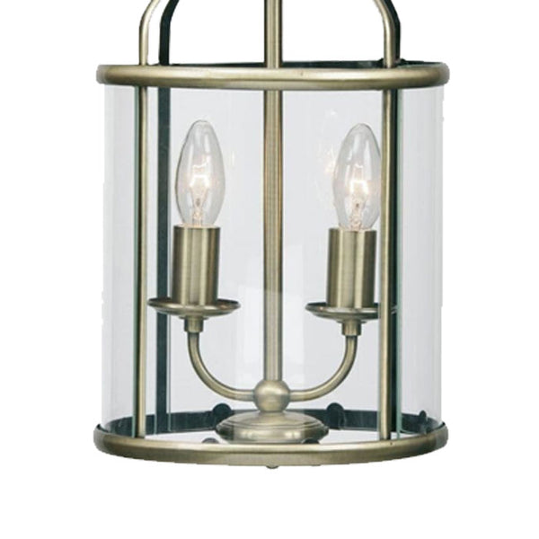 Fern 2 Light Lantern, Antique Brass Finish by Oaks Lighting 351/2AB