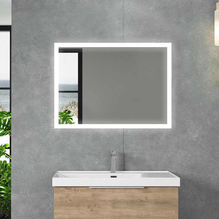 Contemporary Illuminated LED Mirror with Bluetooth Speaker