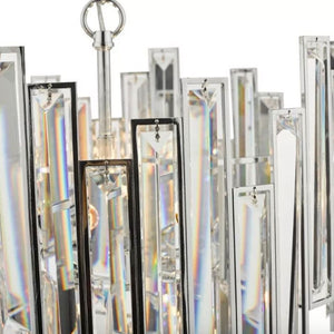 6-Light Polished Chrome Pendant with Two Tiers of Clear Crystals