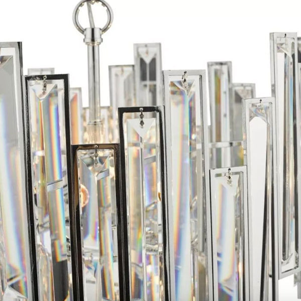 6-Light Polished Chrome Pendant with Two Tiers of Clear Crystals