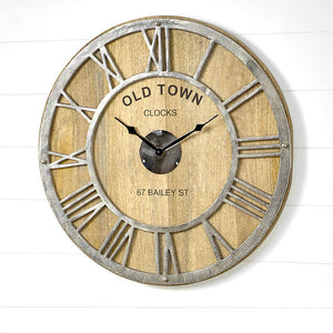Pacific Lifestyle Raw Nickel & Mango Wood Round Wall Clock