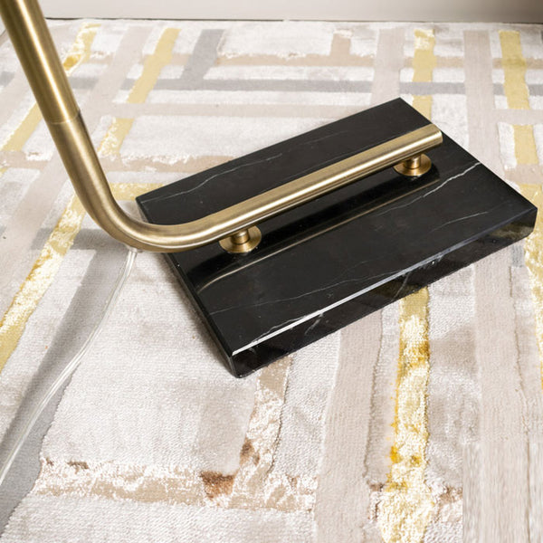Contemporary Brass and Black Metal Floor Lamp