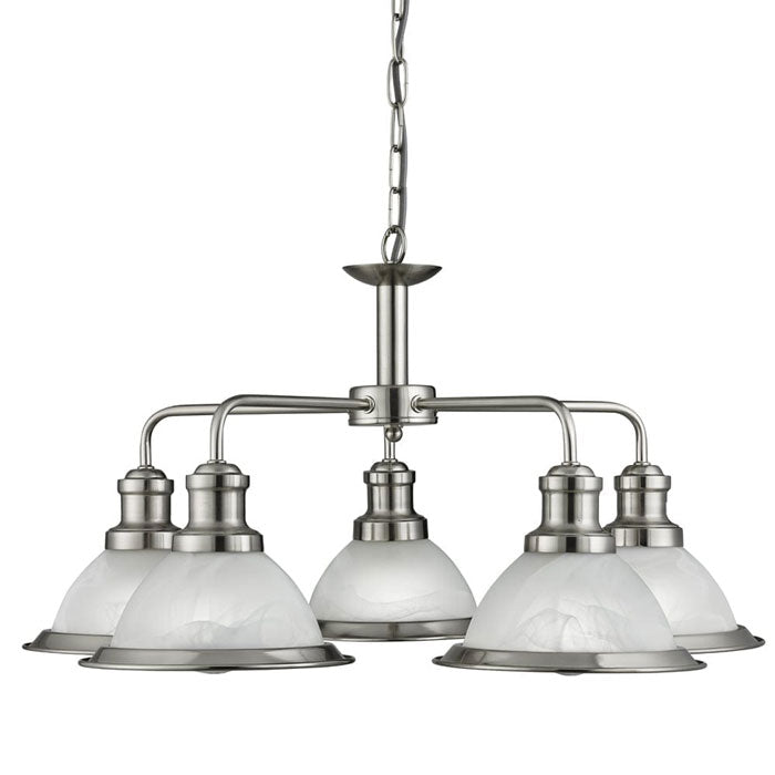 Searchlight Lighting 1595-5SS Bistro 5 Light Ceiling Pendant In Satin Silver Finish