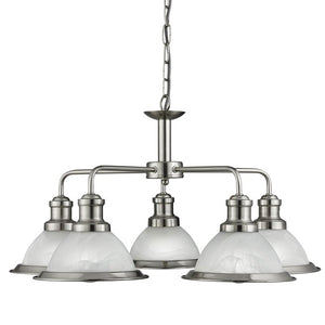 Searchlight Lighting 1595-5SS Bistro 5 Light Ceiling Pendant In Satin Silver Finish