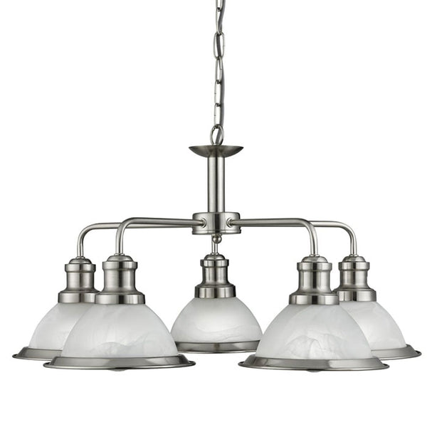 Searchlight Lighting 1595-5SS Bistro 5 Light Ceiling Pendant In Satin Silver Finish