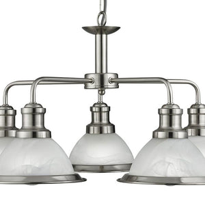 Searchlight Lighting 1595-5SS Bistro 5 Light Ceiling Pendant In Satin Silver Finish