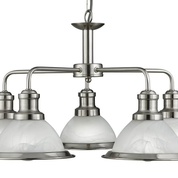 Searchlight Lighting 1595-5SS Bistro 5 Light Ceiling Pendant In Satin Silver Finish