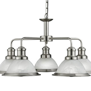 Searchlight Lighting 1595-5SS Bistro 5 Light Ceiling Pendant In Satin Silver Finish