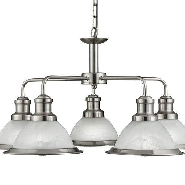 Searchlight Lighting 1595-5SS Bistro 5 Light Ceiling Pendant In Satin Silver Finish