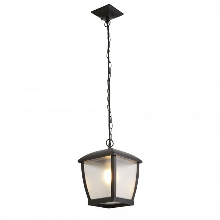 Black Outdoor Pendant with Clear Frosted Acrylic Panels