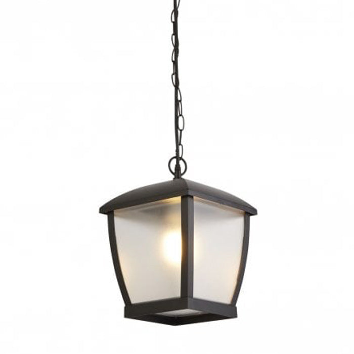 Black Outdoor Pendant with Clear Frosted Acrylic Panels