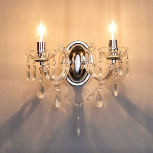 Luxury 2-Light Wall Light in Chrome and Clear Crystal