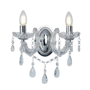 Luxury 2-Light Wall Light in Chrome and Clear Crystal