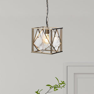 Single Pendant Light in Antique Silver Finish with Rain Effect Mottled Glass