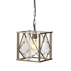 Single Pendant Light in Antique Silver Finish with Rain Effect Mottled Glass