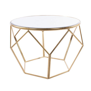 Geometric Gold Framed End Table with Mirrored Top