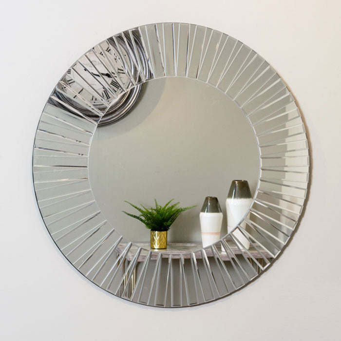Contemporary Sundial Round Wall Mirror