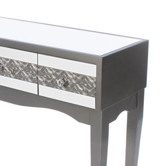 Gray Mirrored Console Table