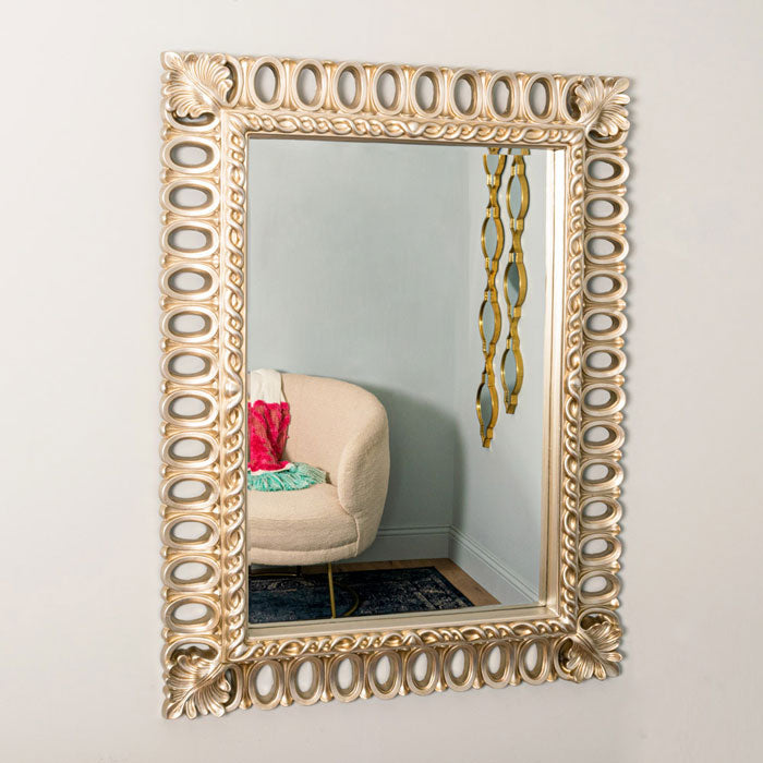 Bevelled Rectangle Gold Mirror with Loop Design