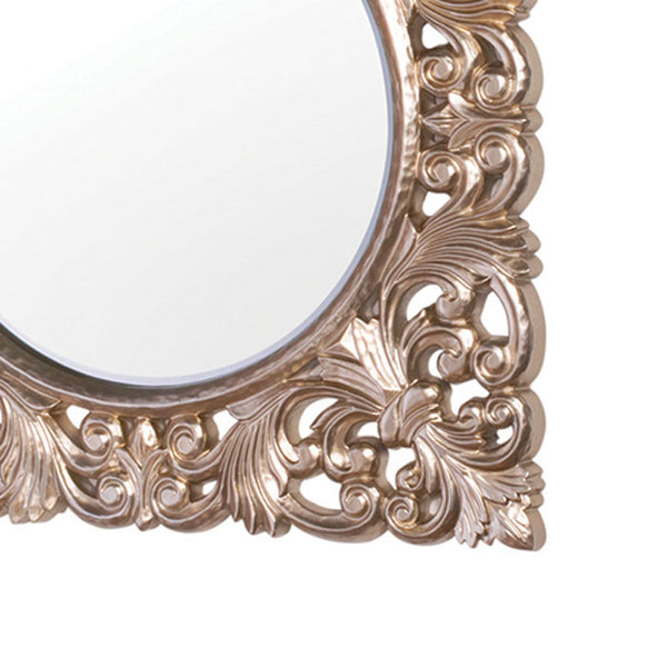 Baroque Themed Square Wall Mirror in Champagne Gold