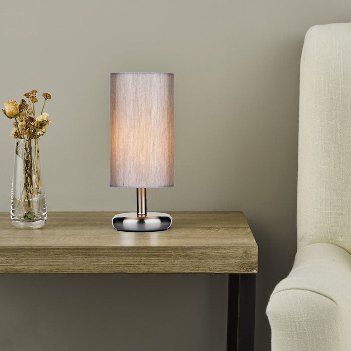 Touch Table Lamp Satin Chrome With Shade