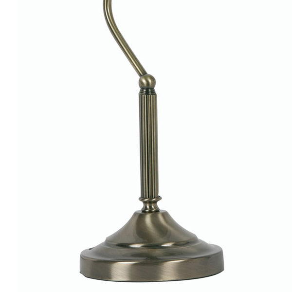 Bankers Table Lamp in Antique Brass with Green Glass Shade